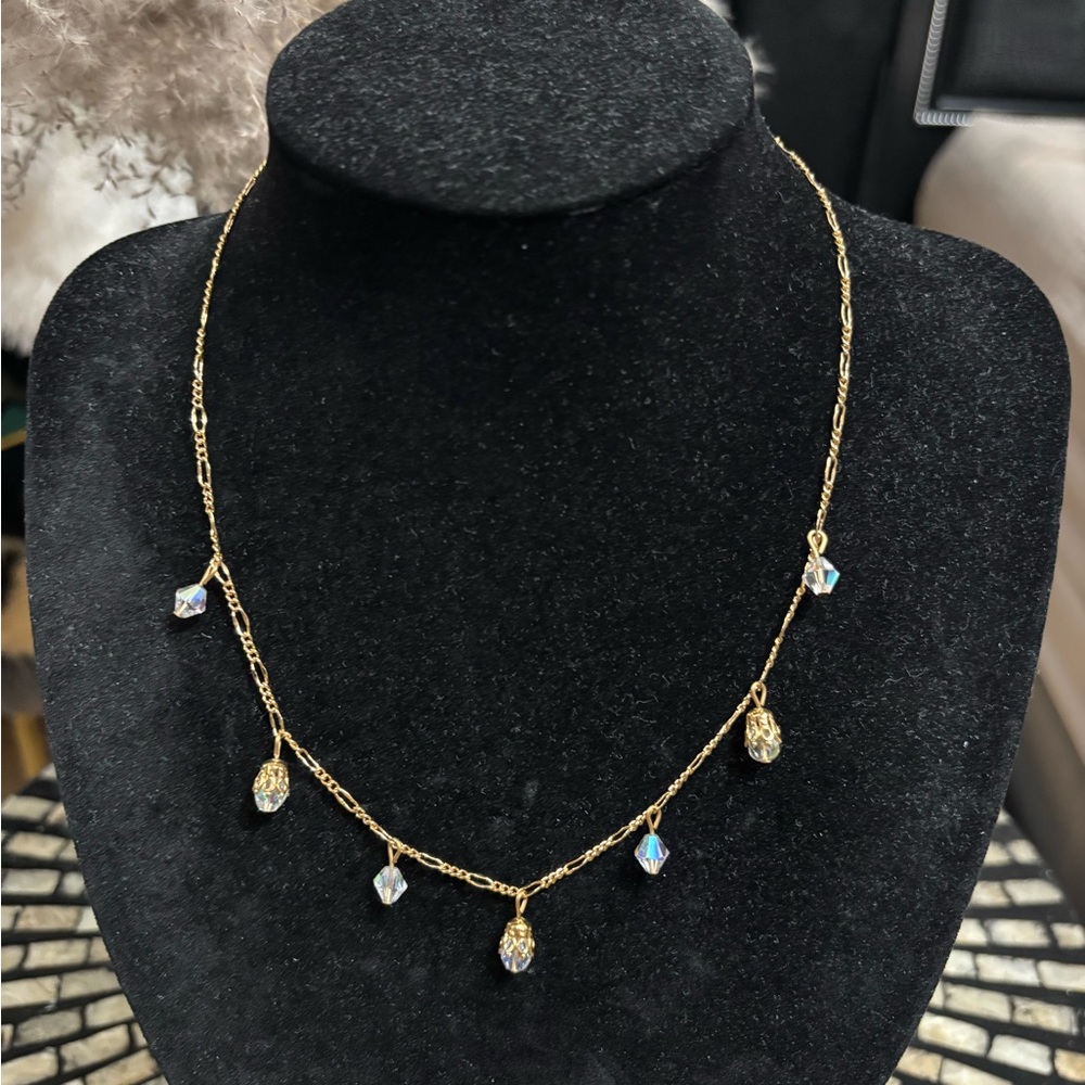 Avon Gold Figaro Necklace with Crystal Accents